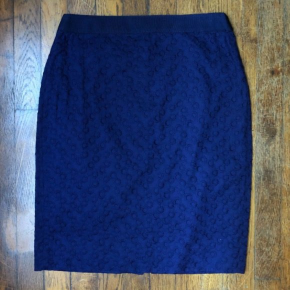 J. Crew Navy Cotton Eyelet Lace Pencil Skirt - Picture 2 of 6